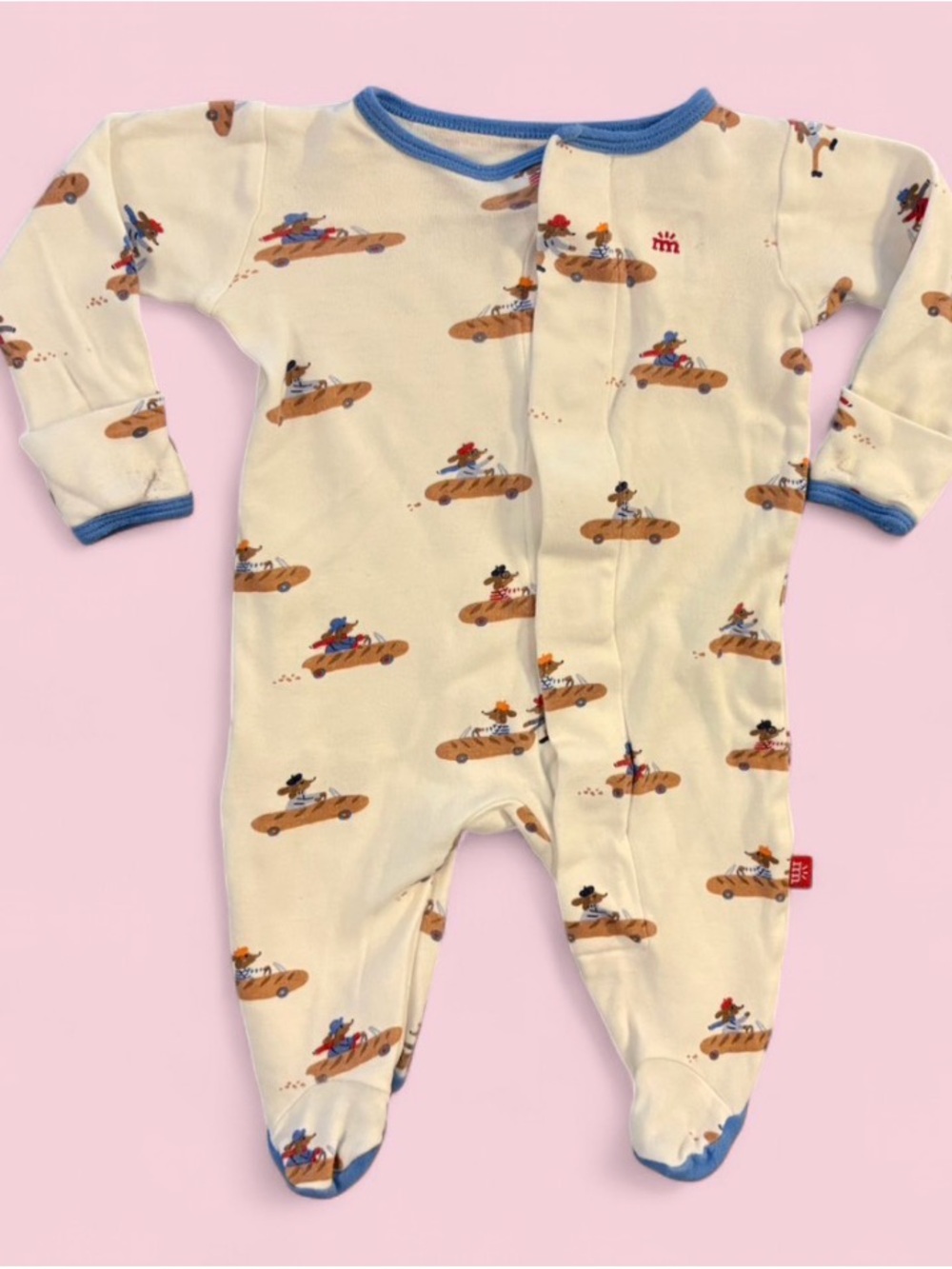 Magnetic Me Cotton Magnetic Footie Puppy Race Cars Sleeper Sz 0-3M